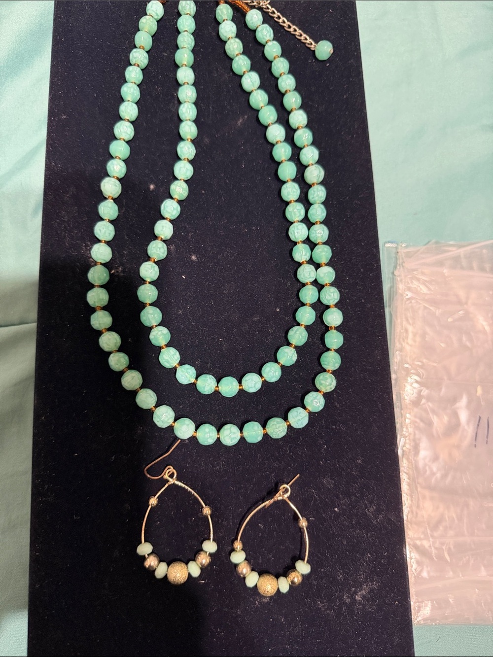 Turquoise Beaded Necklace and Earrings Set - Elegant Mint Green Jewelry